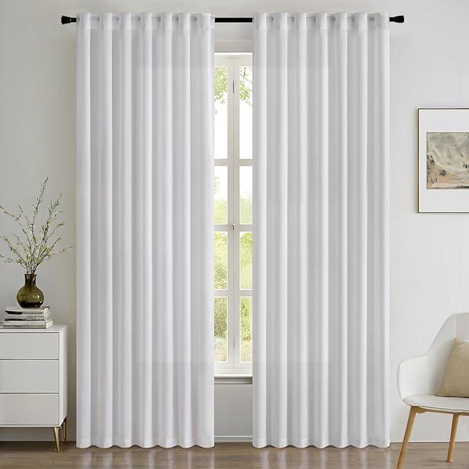 2 Panels Light Filtering Semi Sheer Curtains for Bedroom Living Room, Window Drapes That Let Light in, 52 x 84 Inch