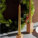 CANDWAX 8 inch Gold Taper Candles Set of 4 - Christmas Candles Taper Dripless - Tall Candles Long Burning Fragrance-Free - Gold Candlesticks