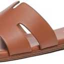 Rihero Women's Dressy Flat Sandals Comfortable Slip On Leather Slide Sandals 9.5