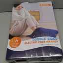 Electric Heated Foot Warmer with Dual-Sided Heating Elements, Washable Feet Heating Pad Under Desk/ in Bed, 20” x 20” Heated Pad in Home Office 2h Timer 3 Temperature Settings (Blue)