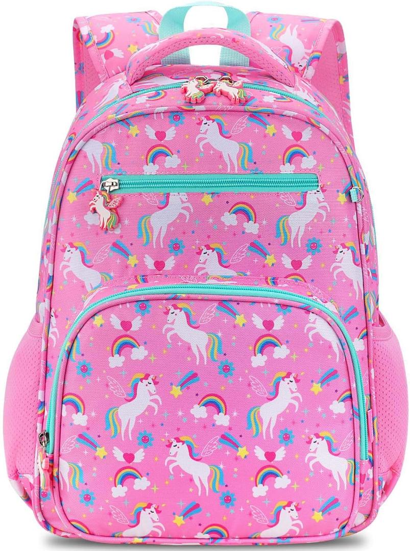 RHCPFOVR Kids Backpack for Girls - Girls Backpack 3-8 Ages Unicorn for Kids 15 Inch School Bookbag for Kindergarten Elementary School Bookbag for Girl 1st 2nd Grade