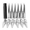 14x1.5 Spiked Lug Nuts 6x5.5 Chevy, Chrome Spike Lug Nuts Chevy Silverado 6 Lug Conical Bulge Seat with 1 Socket Key Fit Silverado Suburban GMC Sierra Yukon Dodge Ram 1500 Ford F150 Aftermarket Wheel (24PC)