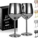 VERISA Stainless steel black glasses,18oz Unbreakable red elegant glasses metal goblet long stem metal black goblet outdoor Party