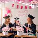 Qunclay 12 Pcs Graduation Box Table Centerpieces 7 Inch Pink Bow Paper Flower Boxes Table Decor Class of 2026 Congrats Grad Party Supplies for High School College Grad Celebration Prom Decoration