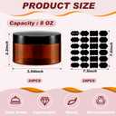 Dandat 24 Pcs 8 oz Plastic Jar Container with Lid and Label Refillable Empty Round Amber PET Cosmetic Sample Slime Containers for Lotion, Cream, Ointments, Body Butter, Makeup, Travel Storage