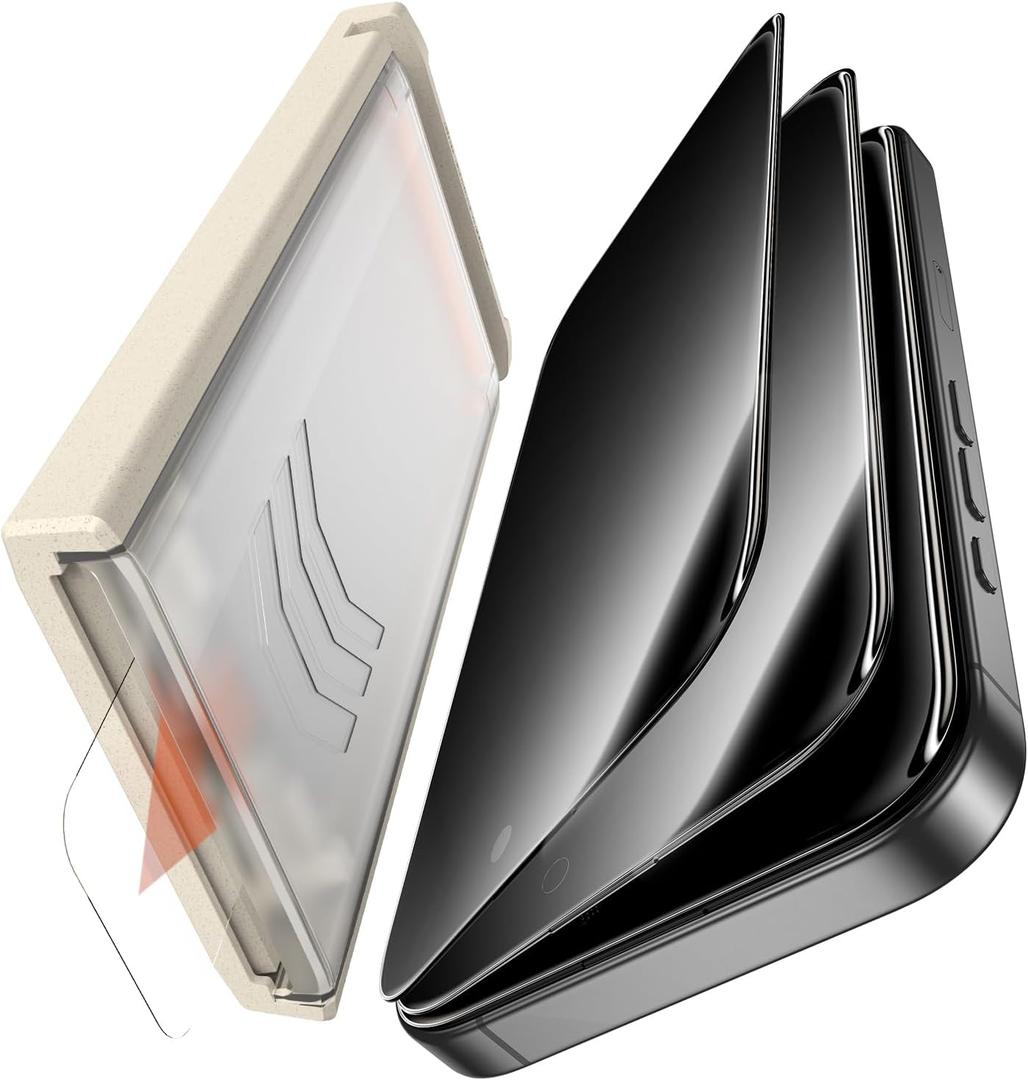 Privacy Screen Protector 3 Pack for iphone 16 Pro Max, Degradable Dust Free Cabin Easy Installation, Designed for iphone, Auto Positioning, Privacy Protection, 9H+ Hardness