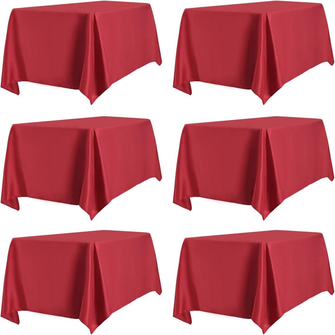PureFit Pack of 6 Red Table Cloths 60 x 126 Inch, Stain and Wrinkle Resistant Table Linen for 6 Ft Rectangle Table, Polyester Table Covers for Dining Table, Wedding, Party, Banquet and Camping PureFit Pack of 6 Red Table Cloths 60 x 126 Inch, Stain and Wrinkle Resistant Table Linen for 6 Ft Rectangle Table, Polyester Table Covers for Dining Table, Wedding, Party, Banquet and Camping