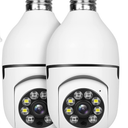 Light Bulb Security Camera Wireless Outdoor Indoor 2.4G WiFi Security Cameras for Home Security 360° PTZ Camera Motion Detection and Alarm TwoWay Audio Based E27 Light Bulb Socket