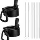 Straw Lid for Thermoflask, Takeya, Simple Modern, IRON FLASK Wide Mouth Bottles (12-64oz),Leakproof Replacement Lid Compatible Hydro Flask,BPA-Free Straw Cap (2.28" Mouth) Black