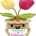 Tiny Detalles Positive Crochet Tulips Plants Gifts for Mom 2026, Meaningful Birthday Gifts for Mom, Never Forget The Difference that You Make Gift for Teachers Mentors Nurses Boss