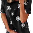 Biucly Womens Short Sleeve Crewneck Shirts Loose Casual Tee T-Shirt, XL