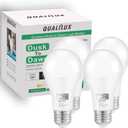 Qualilux Dusk to Dawn Light Bulbs Outdoor 850 Lumen, 60W Equivalent, Daylight Deluxe 6000K, LED 9.5W, A19, E26 Base, 4-Pack, HQ-H010