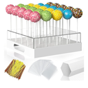 Cake Pop Stand,25 Holes Clear Cake Pops Display Holder,Cake Pop Sticks Kit, Candy Pop Holder,cake pop mold for Party,Wedding,Birthday(White,1-Pack