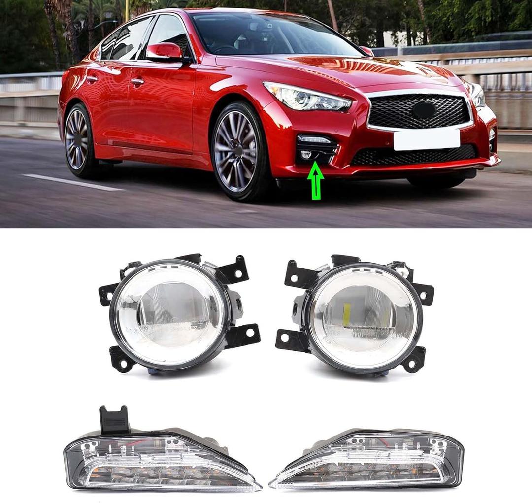 Front Bumper LED Fog Light Signal Lights Fit for Infiniti Q50 Q50S Sport 2014 2015 2016 2017 2018 2019 2020