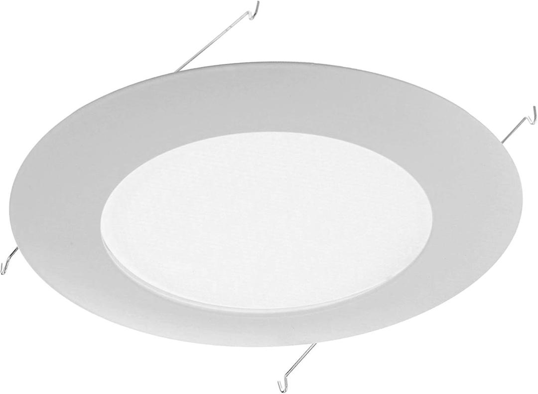 NICOR Lighting 6 inch White Recessed Shower Trim with Albalite Lens 