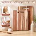 2 Pcs Large Charcuterie Board Foldable Acacia Wooden Charcuterie Board with Handle Serving Boards Tray Long Cutting Boards for Cheese Appetizers Party Travel (36 x 12 Inch, 30 x 12 Inch)