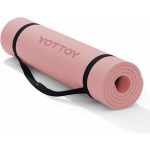 YOTTOY Yoga MatExtra Thick Yoga Mat (1/2inch),Professional TPE Exercise Mat,Non-Slip Workout Mat for Yoga, Pilates, Fitness, Barefoot Workouts, Home Gym Studio with Strap (Pink)