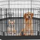 Dog Playpen Bottom Pad Fits for 24 Inch 8 Panels Regular Octagon Metal Exercise Pet Playpen, Dog Crate Pad Puppy Playpen Pad. (Note: Playpen Not Included) - PureBlack