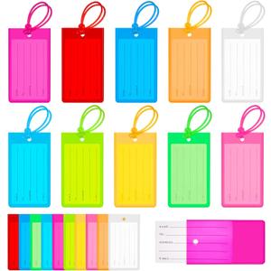 Sumind 100 Pcs Plastic Luggage Tags Assorted Name Identification Labels Flexible Suitcase Tags for Travel Baggage, 10 Colors