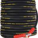 Biswing Pressure Washer Hose 50FT with 3/8 Inch Quick Connect, High Tensile Wire Braided Power Washer Hose, Kink Proof Extension Hose for Cars Floors Swimming Pool Washing, 4000 PSI