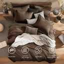 Monbix Oversized Queen Comforter Set, Chocolate Brown Cationic Dyeing Bedding Set Reversible, Bed in a Bag 7 Pieces with Comforter, Sheets, Pillowcases & Shams