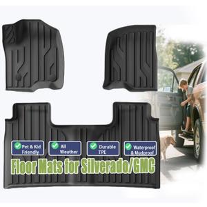 Floor Mats for Chevy Silverado/GMC Sierra 1500 Crew Cab (2019-2025) & 2500HD/3500HD Crew Cab (2020-2025) - with Rear Underseat Storage Compartment (Excludes Models w/Factory Plastic Storage)