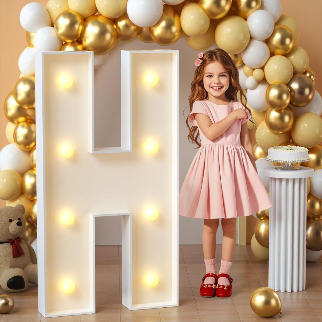 imprsv Marquee Light Up Letters, 3FT Mosaic Letters with Light for Baby Shower Graduation Party Decor, Large H for Engagement Wedding Party Decorations (Need to Assemble)