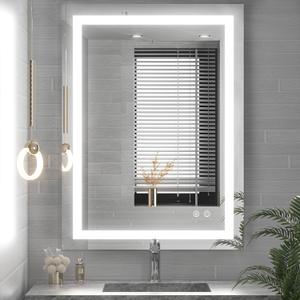 TETOTE 28 x 36 Bathroom LED Mirror with Lights LED Mirror Vanity Makeup Mirror Dimmable Anti-Fog Wall Mounted, Tempered Glass (36"L x 28"W)