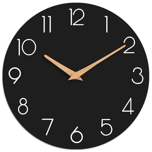 cicininc Wall Clock, Black Silent Non-Ticking, Decorative Battery Operated Wall Clocks for Bedroom, Kitchen, Home, Office, School, Hotel (8 Inch)