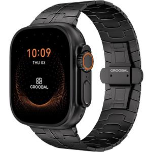 Grade 5 Titanium Band for Apple Watch Ultra 3/2/1 49mm & Series 11/10 46mm, DLC Coating Anti-Scratch Ultra 3 Band with Small-Link Design for Precise Fit, Secure Butterfly Clasp Band for Men