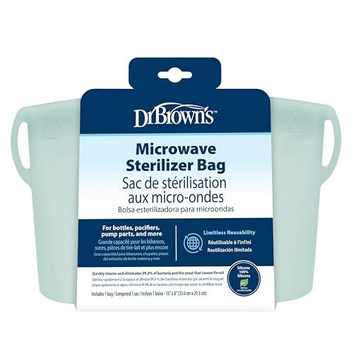 Dr. Brown's Microwave Steam Sterilizer Bag for Baby Bottles, Breast Pump Parts & Other Toddler Accessories, 100% Silicone, Reusable Sterilizing Bag