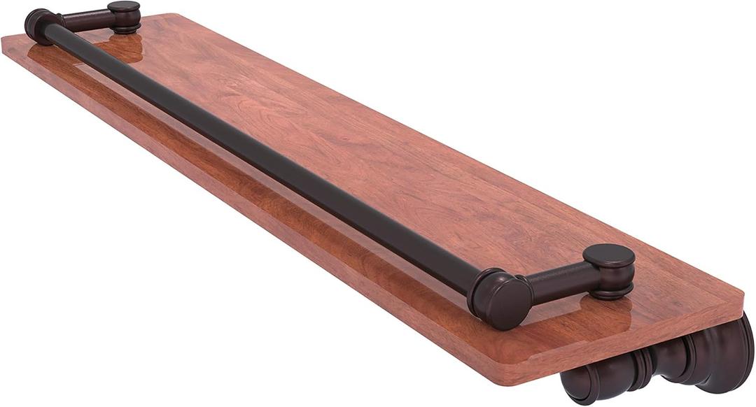 Allied Brass CL-1-22-GAL-IRW Carolina Collection 22 Inch Gallery Rail Wood Shelf, Antique Bronze
