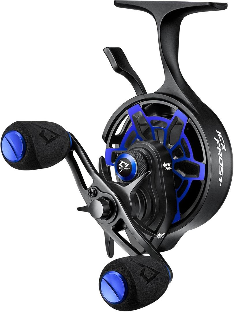 Piscifun ICX Frost Ice Fishing Reel, Innovative Structure Design, Magnetic Drop System Inline Ice Reel, No line Twist, Large Spool Diameter, 7+1 Shielded BB, 2.7:1 High Speed Ratio