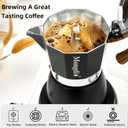 Mongdio Stovetop Espresso Maker Moka Pot, Cuban Coffee Maker Stove top coffee maker Moka Italian Espresso Greca Coffee Maker Brewer Percolator, 6 Espresso Cups, 10 oz - Black
