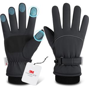 Winter Ski Gloves for Men and Women,Upgraded Windproof Cold Weather Thermal with Touchscreen Fingers for Outdoor Sports (Medium, Black)