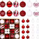 44 Pcs Shatterproof Christmas Balls Ornaments for Outdoor Use - Elegant Red and White Christmas Yard Decorations Outdoor with Hanging Loops - A Complete Set for Christmas Tree, Home, Wedding, Party