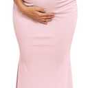 AISWI 3D Floral Off The Shoulder Maternity Dress Sexy Ribbed Mermaid Maxi Bodycon Pregnancy Dresses Baby Shower (Pink, L)