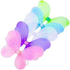 Jeowoqao Girls Fairy Wings Costume - Butterfly Wings for Kids, Little Girls Birthday Party and Halloween Dress Up (5pcs, Five Color)