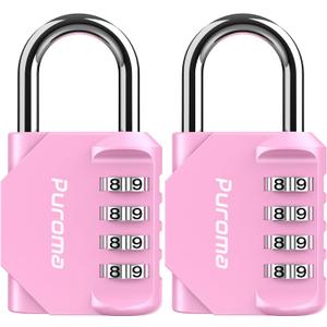 Puroma 2 Pack Combination Lock for Locker 4 Digit Outdoor Waterproof Padlock for School, Gym, Sports, Fence, Toolbox, Gate, Case, Outdoor, Hasp Storage (Pink) Puroma 2 Pack Combination Lock for Locker 4 Digit Outdoor Waterproof Padlock for School, Gym, Sports, Fence, Toolbox, Gate, Case, Outdoor, Hasp Storage (Pink)