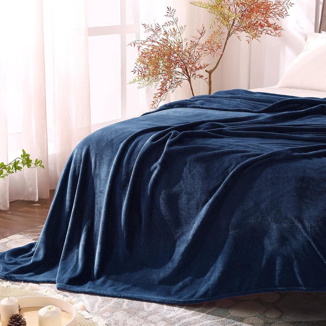 BEDELITE Fleece Blankets Queen Size Navy Blue Throw Blankets for Bed, Luxury Plush Cozy Fuzzy Blanket 90x90 inches, Super Soft Warm Lightweight Throw Blanket All Seasons Suitable