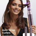 MESCOMB Dual Voltage Hair Dryer Brush for Travel, 5 in 1 Air Styler with High-Speed Blow Dryer, Anti-Frizz, Compact, 100V-240V for Worldwide Use, Includes Travel Bag (Purple)