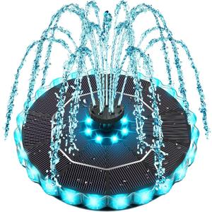 Yzert Solar Fountain Colorful Ring Lights, 2026 3.5W Solar Water Fountain with 2000mah Battery, Solar Fountain Pump for Bird Bath, Pond, Pool, Outdoor