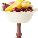 Vniltyc Decorative Ceramic Fruit Bowl For Kitchen Counter,Table Decor,Serving Bowls with Stand,Pedestal Bowl,Big Bowl for Vegetable Dessert,Jewelry Tray Storage,Embossed Floral Relief