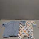 SUZEL Bamboo Viscose Baby Pajamas Boys Girls Zippy Pjs Sleep 'N Play Romper (Football+Dusty Blue, 18-24M)