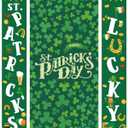 Gilprop 3 Pcs St. Patrick's Day Door Cover Porch Banner Decoration Green Shamrocks Door Decorations Shamrocks Clover Banner Porch Sign Hanging Cover for St. Patrick's Day Home Outdoor Party Decor