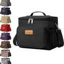 Macadamla Weinas Lunch bag for Women/Men,Reusable Lunch Box Leakproof Cooler Bag for Adult,Collapsible Lunch Bag with Adjustable Shoulder Strap for Work Office Picnic Beach Black