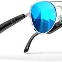 EarlySincere AI Smart Glasses, Smart Translation Glasses That Support 164 Language Translation, IP65 Waterproof Smart Sunglasses, Classic Aviator Sunglasses with Voice Assistant/AI Call/Chat GPT