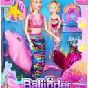 Baljinder Magical Mermaid Dolls with Little Mermaid | Summer Princess Doll & Color Change Dolphin Playset for Water Swimming | Mermaid Pool Toys for Girls 4-7 | Birthday Party Christmas