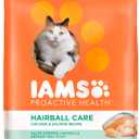 IAMS PROACTIVE HEALTH Adult Hairball Care Dry Cat Food with Chicken and Salmon Cat Kibble, 16 lb. Bag