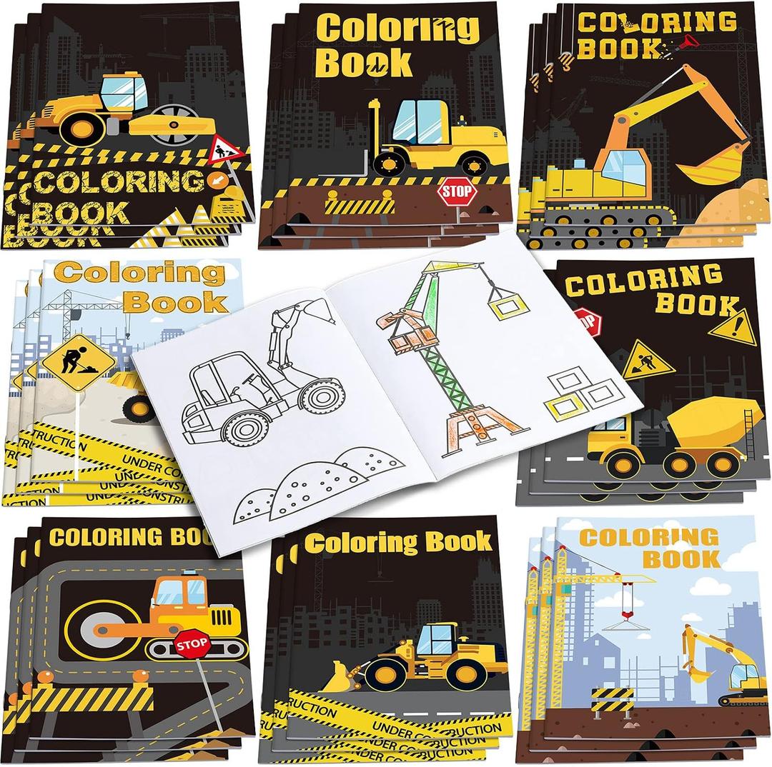 Clabby 24 Pieces Construction Trucks Coloring Book Construction Birthday Party Favors Building Coloring Book Including Dump Trucks Diggers Cranes Tractors for Kids Home Supplies School Activity
